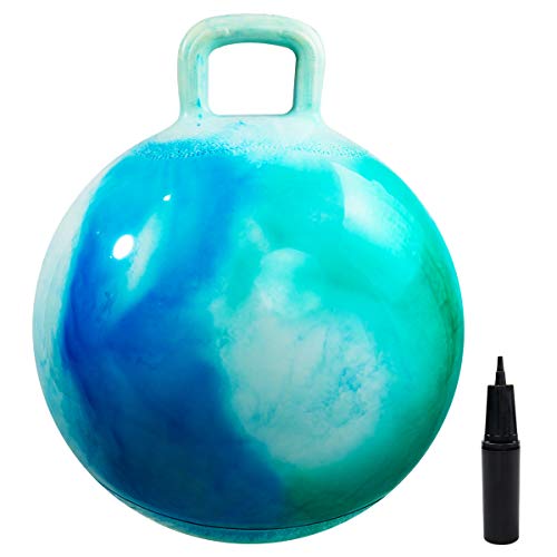 U&C Planet Sprungball für Kinder Aufblasbarer Hüpfball mit Pumpe, 45 cm Hopper Ball für Kinder，max. Belastbarkeit 100 KG, Spielzeug für Kinder 3-6 Jahre Drinnen & Draußen，Wolke blau von U&C Planet