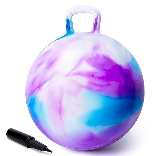 U&C Planet Sprungball für Kinder Aufblasbarer Hüpfball mit Pumpe, 45 cm Hopper Ball für Kinder max. Belastbarkeit 100 KG, Spielzeug für Kinder 3-6 Jahre Drinnen & Draußen，Wolke violett von U&C Planet