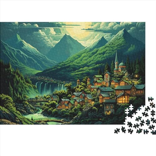 Dörfer Puzzle 1000 Teile Moon Town Puzzle Panorama Natur und Landschaften - Eine Geschenkidee für alle Heimdekoration 1000 Teile (75 x 50 cm) von UAPZISKCL