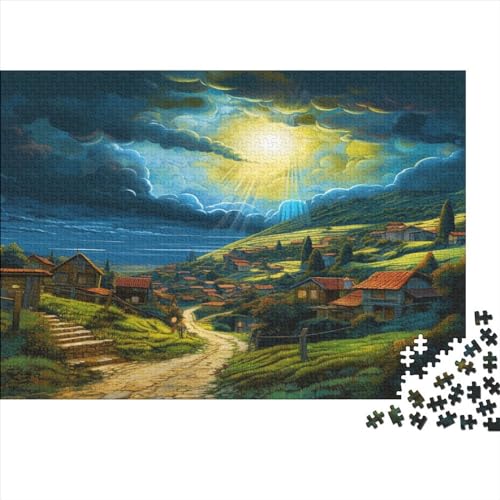 Dörfer Puzzle Klassisch 1000 Teile - Sunshine Town Puzzle Für Erwachsene Herausforderung Extrem Für Erwachsene Geschenkidee Für Sie Oder Ihn 1000 Teile (75 x 50 cm) von UAPZISKCL
