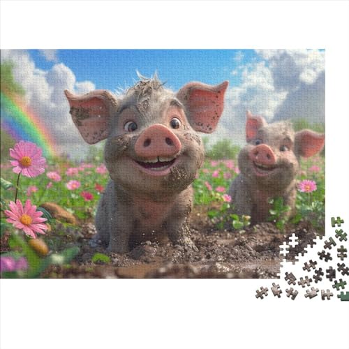 Schwein Herausforderung Für Groß Und Klein Cartoon Schwein 1000-teilige Puzzle Puzzles Wohnkultur Kunsthandwerk EIN Geburtstagsgeschenk 1000pcs (75x50cm) von UAPZISKCL