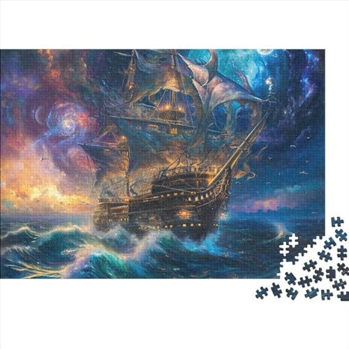 Segelschiff Puzzle Erwachsene und Jugendliche Fantasie 1000 Teile Holzpuzzle Herausforderung und Entdeckung zusammen mit natürlicher Schönheit 1000 Stück (75 x 50 cm) von UAPZISKCL