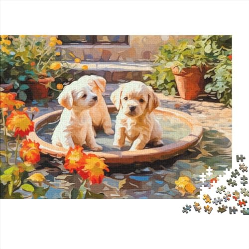 Welpen Puzzle Impossible Puzzle Garden 1000 Teile - Challenge für Erwachsene und Teenager, eine Geschenkidee Dekoration für Zuhause 1000 Stück (75 x 50 cm) von UAPZISKCL