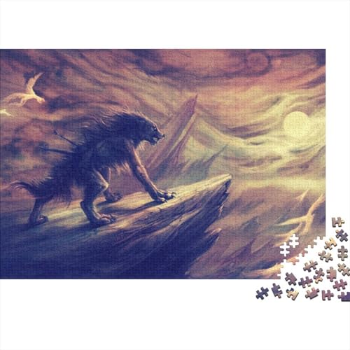 Wolf 1000-teiliges Lernspiel Puzzle Artistic Wolf Herausforderungsspielzeug Für Kinder Und Erwachsene Wohnkultur Kunsthandwerk Holzpuzzles 1000pcs (75x50cm) von UAPZISKCL
