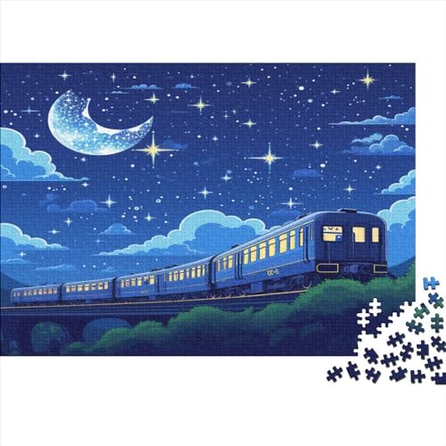 Zug Sternennacht 1000-teiliges Puzzle Train Wohnkultur Und Lernspiele Für Kinder Und Lernspiel Herausforderung Spielzeug 1000pcs (75x50cm) von UAPZISKCL