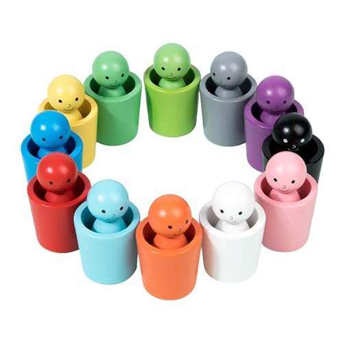 Color Sorting Cups, 12Pcs Wooden Peg Dolls Colour Sorting Toys for Toddlers, Preschool Color Matching Toy, Color Recognition Playset, Wooden Color Sorting Dolls Cups Toys for Kids Color Sorting Cups, 12Pcs Wooden Peg Dolls Colour Sorting Toys for Toddlers, Preschool Color Matching Toy, Color Recognition Playset, Wooden Color Sorting Dolls Cups Toys for Kids von UATARU
