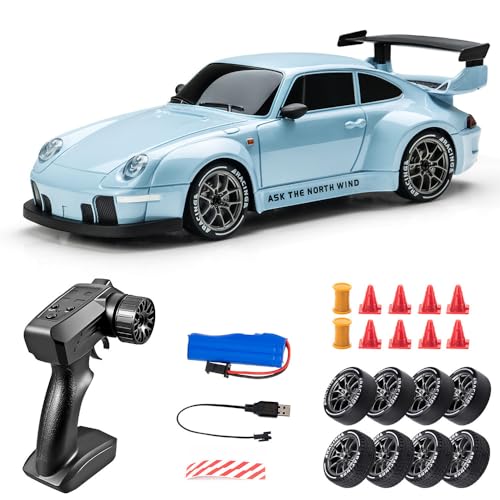 RC Drift Car, 1:24 Scale Remote Control Vehicle with LED Lights, Drifting Tires＆ 2 Batteries, Racing Sports Vehicle Toy for Adults Kids (F) von UATARU