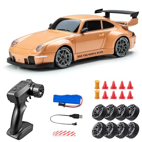 RC Drift Car, 1:24 Scale Remote Control Vehicle with LED Lights, Drifting Tires＆ 2 Batteries, Racing Sports Vehicle Toy for Adults Kids (G) von UATARU