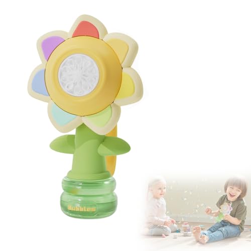 Sunflower Bubble Maker Machine with Lights, Colorful Flower Swing Light-up Summer Outdoor Handheld Automatic Blower Toy Toddlers (Yellow) von UATARU