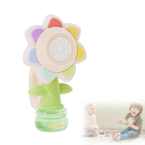 Sunflower Bubble Maker Machine with Lights, Colorful Flower Swing Light-up Summer Outdoor Handheld Automatic Blower Toy Toddlers (pink) von UATARU