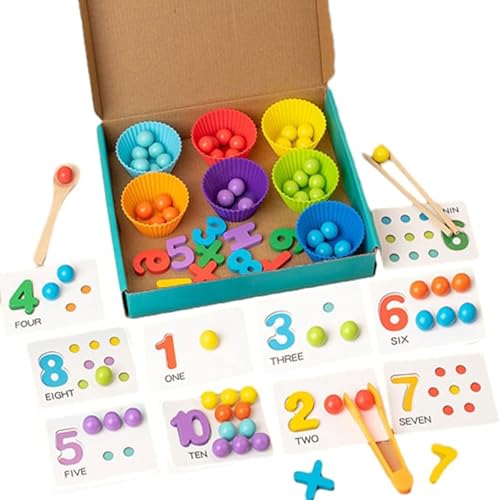 UATARU Arithmetic Math Toy Set, Silicone Digital Learning with Beads, Chopsticks & Spoons, Montessori Math Beads Counting Toy, Educational Early Childhood Education von UATARU