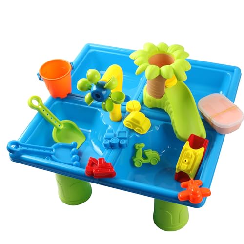 UATARU Kids Sand and Water Table, 24 Piece Sensory Activity Play Set for Toddlers Beach Toy Outdoor Play Table von UATARU