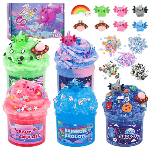 5-teiliges Axolotl Slime DIY-Set, superweiche Butter, Kinderknete, Spielzeuggeschenke, Schleim als Partygeschenk, Geburtstag, Halloween, Mädchen und Jungen 5-teiliges Axolotl Slime DIY-Set, superweiche Butter, Kinderknete, Spielzeuggeschenke, Schleim als Partygeschenk, Geburtstag, Halloween, Mädchen und Jungen von UAYNFY