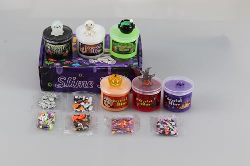 Hallowen- Slime-Das 6-Schleim-Set, bestehend aus leuchtendem und transparentem Schleim, Kindergeburtstage und Halloween-Partys und eignet Sich für Jungen und Mädchen von UAYNFY