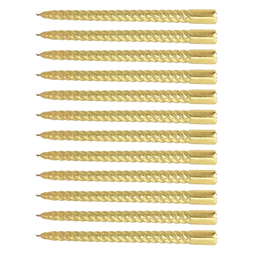 UBEF Lange Gedrehte Kerzen, Tropfenlose Gedrehte Metallkerzen für Rauchfreie Hochzeitsdekoration (Gold) von UBEF