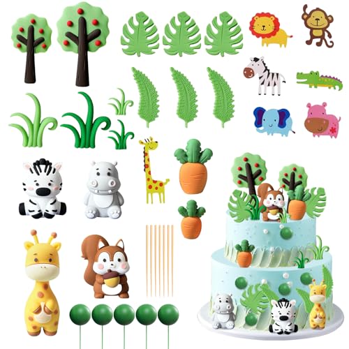 UBERMing 30 Stück Tortendeko Tiere Cake Topper, Kuchendeko Geburtstag Waldtiere Giraffe Eichhörnchen Zebra Nilpferd Figuren Dschungel Torten Deko, Kuchendekoration für Kindergeburtstag Babyparty UBERMing 30 Stück Tortendeko Tiere Cake Topper, Kuchendeko Geburtstag Waldtiere Giraffe Eichhörnchen Zebra Nilpferd Figuren Dschungel Torten Deko, Kuchendekoration für Kindergeburtstag Babyparty von UBERMing