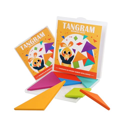 UBERMing Kinder Tangram Puzzle Brett Holz Mini Tangram Legespiel Bunt Tangram Puzzles für Kinder ab 3 Jahren von UBERMing