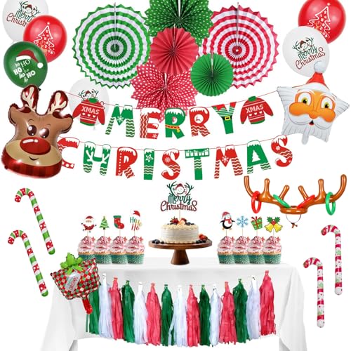 64 Stk Partydekorationen mit Aufblasbares Rentiergeweihe und Krücken für Weihnachten, Partydekorationen, Geburtstagsdekorationen von UBETTER