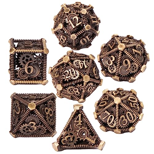 UBEUCK 7-teiliges DND-Würfel-Set, Dungeons and Dragons Würfel und mechanische Getriebewürfel, einzigartiges Metallwürfel-Set, Steampunk-polyedrische Würfelspiele, Set für RPG, MTG, Pathfinder (Bronze UBEUCK 7-teiliges DND-Würfel-Set, Dungeons and Dragons Würfel und mechanische Getriebewürfel, einzigartiges Metallwürfel-Set, Steampunk-polyedrische Würfelspiele, Set für RPG, MTG, Pathfinder (Bronze von UBEUCK