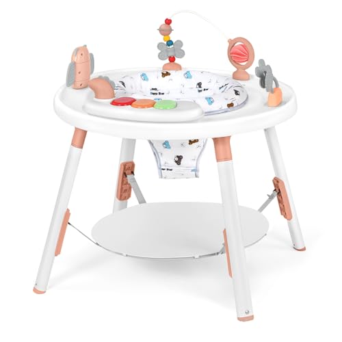 UBRAVOO Baby-Aktivitätszentrum, 3-in-1 Baby Lauflernhilfe mit abnehmbaren Spielzeugen und 360° Drehbarem Sitz – ideal für die Entwicklung und Unterhaltung von Kleinkindern (Rosa) von UBRAVOO