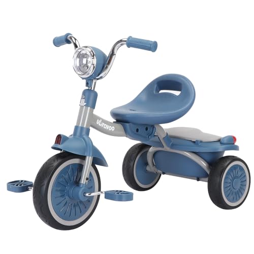 UBRAVOO Baby Dreirad, Klappbares Kleinkind-Dreirad mit Pedalen, Coole Lichter, Robuste Räder und Bequemer Sitz, Baby Erstes Lauflern-Dreirad für 1-5 Jahren im Alter Mädchen und Jungen (Blau) von UBRAVOO