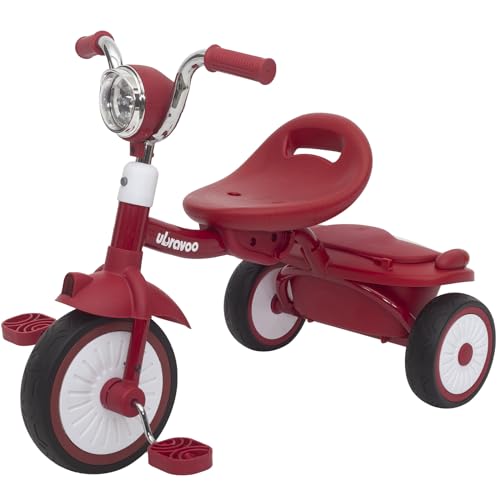 UBRAVOO Baby Dreirad, Klappbares Kleinkind-Dreirad mit Pedalen, Coole Lichter, Robuste Räder und Bequemer Sitz, Baby Erstes Lauflern-Dreirad für 1-5 Jahren im Alter Mädchen und Jungen (Rot) von UBRAVOO