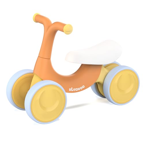 UBRAVOO Baby Laufrad Spielzeug, Baby Walker, Kleinkind Laufrad 10-36 Monate Fahrt auf Spielzeug Geburtstagsgeschenk mit 4 Rädern, Kein Pedal-Orange von UBRAVOO