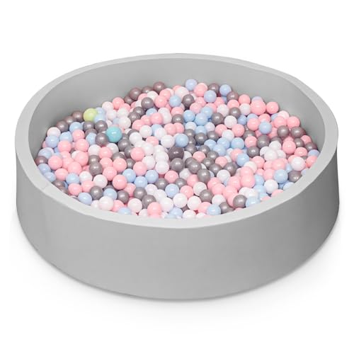 UBRAVOO Bällebad Kinder 90x30cm, Baby Bällepool für Innen und Außenbereich Mädchen und Jungen, Bälle Nicht im Lieferumfang enthalten (Grau) von UBRAVOO