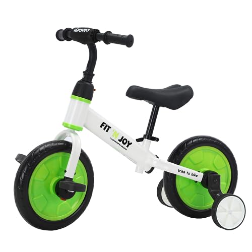 UBRAVOO Fit 'n Joy Kinderfahrrad Fahrräder, 4-in-1 Laufrad für Kinder mit Pedalen und Stützrädern, Trike-to-Bike Kinderrad für Jungen und Mädchen von 2 bis 5 Jahren (Grün) von UBRAVOO