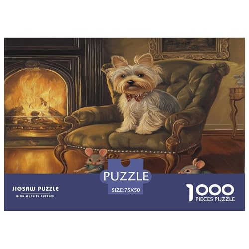 Yorkshire Terrier Puzzle 1000 Teile Puzzles Für Erwachsene Lernspiel Herausforderungsspielzeug 1000-teilige Puzzlespiel Für Erwachsene Kinder Puzzel 1000pcs (75x50cm) von UBZKJDEUI