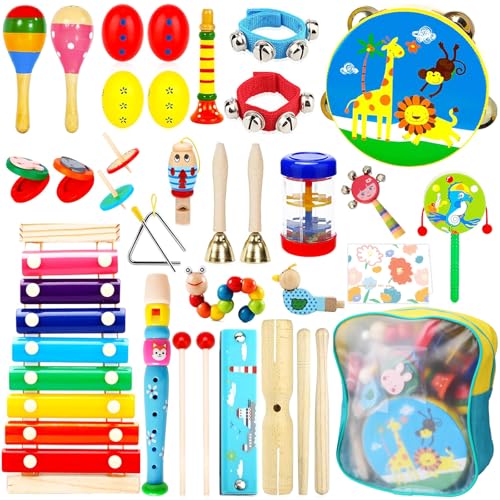 UCAMP 34 Stück Musikinstrumente Set für Kinder - Percussion und Holz Montessori Instrumente Mit Trommel UCAMP 34 Stück Musikinstrumente Set für Kinder - Percussion und Holz Montessori Instrumente Mit Trommel von UCAMP