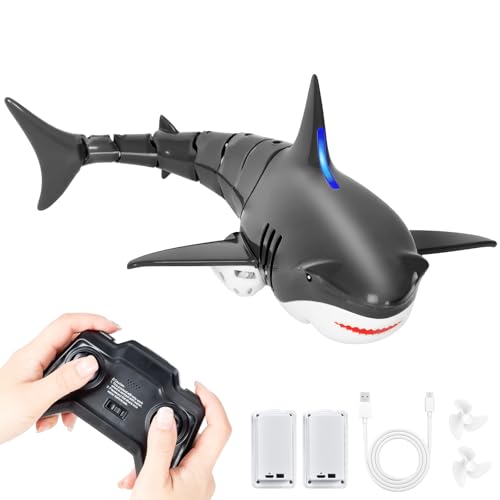 UCAMP Ferngesteuerter Hai-Spielzeug,2.4GHz RC Boot Simulation Hai Wasserspielzeug,Wasser Shark Spielzeug,Wasserspielzeug Kinder,Pool Wasserspielzeug,Mit 2 Batterien,Sommer-Wasserspielzeu für Kinder von UCAMP