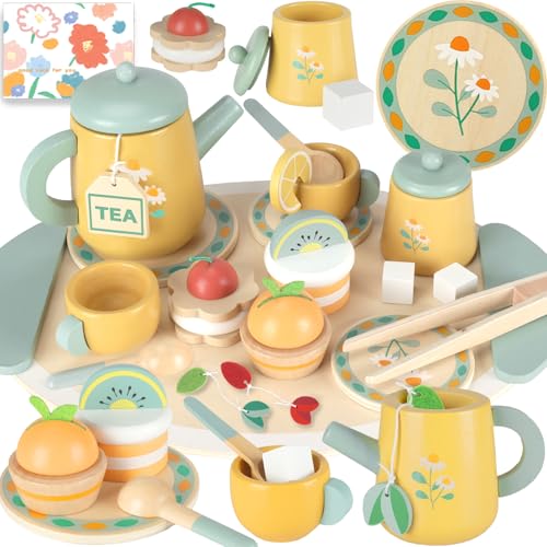 UCAMP Teeservice Kinder Holz,Tee Set Holzspielzeug,23pcs Teeservice Kinderküche Zubehör,Teeservice Spielküche Zubehör Teeparty Holzspielzeug für Kinder,Teeparty Spielküche Rollenspiele UCAMP Teeservice Kinder Holz,Tee Set Holzspielzeug,23pcs Teeservice Kinderküche Zubehör,Teeservice Spielküche Zubehör Teeparty Holzspielzeug für Kinder,Teeparty Spielküche Rollenspiele von UCAMP