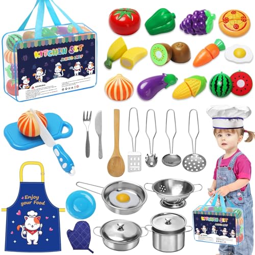 UCAMP Kinderküche Zubehör 32 Stück Kinderküche Spielküche Zubehör,Lebensmittel Edelstahl Kochset Kinderspielzeug Töpfe Puppenküche Zubehör Hölzernes Küche Spielzeug für Kleinkinder Jungen Mädchen UCAMP Kinderküche Zubehör 32 Stück Kinderküche Spielküche Zubehör,Lebensmittel Edelstahl Kochset Kinderspielzeug Töpfe Puppenküche Zubehör Hölzernes Küche Spielzeug für Kleinkinder Jungen Mädchen von UCAMP