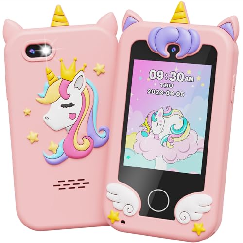 UCIDCI Kinder-Smartphone-Spielzeug für Mädchen im Alter von 3–7 Jahren mit Dual-Kamera – Kleinkind-Handyspielzeug mit Lernspielen, Reisespielzeug mit MP3-Musik-Player für Weihnachten, Geburtstagsgesch von UCIDCI