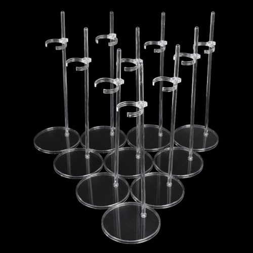 UCanaan 10 Stück Puppenständer Spielzeugzubehör für 11.8“ Puppen Displayständer für 11‚‘-13‚‘ Puppen Klarer Puppenständer (10 STK) von UCanaan
