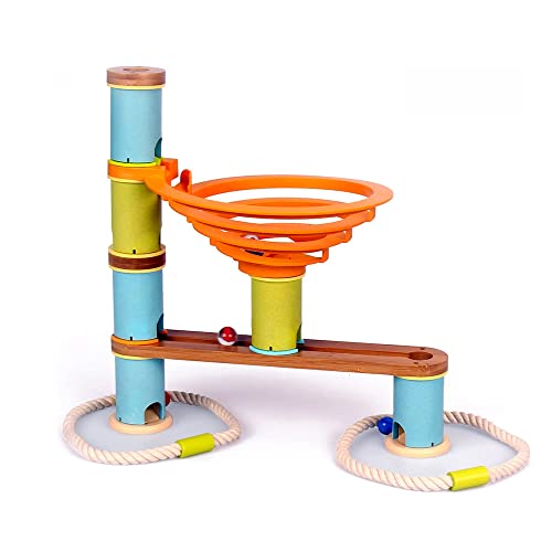 Udeas Bamboo Kugelbahn Build, Bambus-Zylinder und Murmelbahn, Holz Kugelbahn, Labyrinth für Kinder mit Murmeln, Holzspielzeug für Kinder ab 4 Jahren (Beginner Kit) von UDEAS