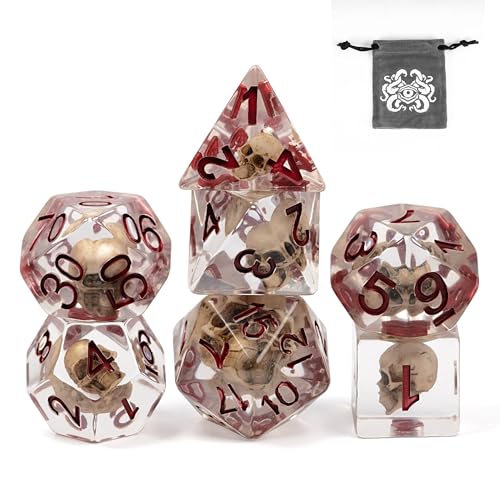 UDIXI Polyedrisches Würfel-Set D&D, 7-teilig, Totenkopf-DND-Würfel, RPG, Totenkopf-Würfel, Halloween, für Dungeons and Dragons, MTG und andere Tischspiele, D und D UDIXI Polyedrisches Würfel-Set D&D, 7-teilig, Totenkopf-DND-Würfel, RPG, Totenkopf-Würfel, Halloween, für Dungeons and Dragons, MTG und andere Tischspiele, D und D von UDIXI