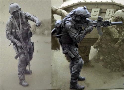 UDNDASBE 1/35 Europäisches Kommando Soldat Resin Modellbausatz Unbemalter und unmontierter Soldat Resin Modellbausatz (2 Figuren) // I9x7J12 von UDNDASBE