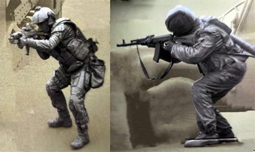 UDNDASBE 1/35 Europäisches Kommando Soldat Resin Modellbausatz Unbemalter und unmontierter Soldat Resin Modellbausatz (2 Figuren) // I9x7J25 von UDNDASBE