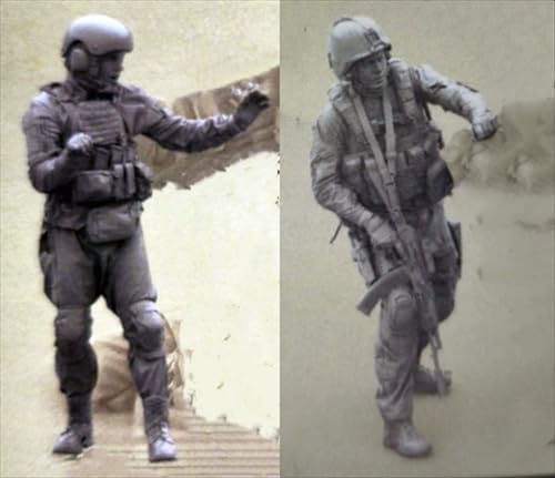 UDNDASBE 1/35 Europäisches Kommando Soldat Resin Modellbausatz Unbemalter und unmontierter Soldat Resin Modellbausatz (2 Figuren) // I9x7J6 von UDNDASBE