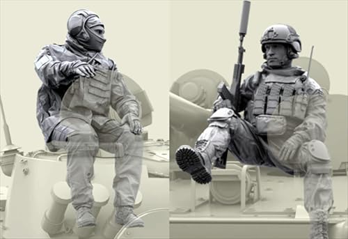 UDNDASBE 1/35 Europäisches Kommando Soldat Resin Modellbausatz Unbemalter und unmontierter Soldat Resin Modellbausatz (2 Figuren) // I9x7J66 von UDNDASBE