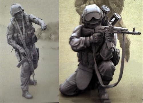 UDNDASBE 1/35 European Commando Soldier Resin Soldier Model Kit Unbemalt und unmontiert Figur Resin Model Kit (2-Personen) //r8F7Z11 von UDNDASBE
