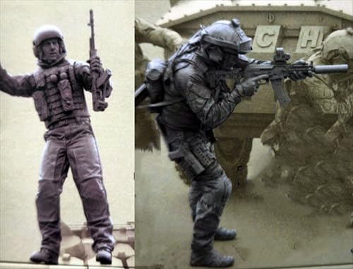 UDNDASBE 1/35 European Commando Soldier Resin Soldier Model Kit Unbemalt und unmontiert Figur Resin Model Kit (2-Personen) //r8F7Z14 von UDNDASBE