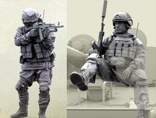 UDNDASBE 1/35 European Commando Soldier Resin Soldier Model Kit Unbemalt und unmontiert Figur Resin Model Kit (2-Personen) //r8F7Z28 von UDNDASBE