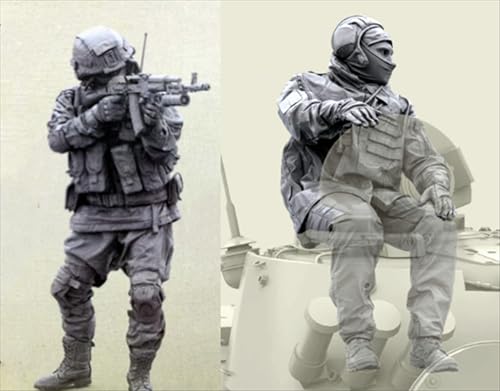 UDNDASBE 1/35 European Commando Soldier Resin Soldier Model Kit Unbemalt und unmontiert Figur Resin Model Kit (2-Personen) //r8F7Z34 von UDNDASBE