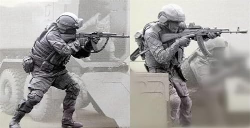 UDNDASBE 1/35 European Commando Soldier Resin Soldier Model Kit Unbemalt und unmontiert Figur Resin Model Kit (2-Personen) //r8F7Z52 von UDNDASBE