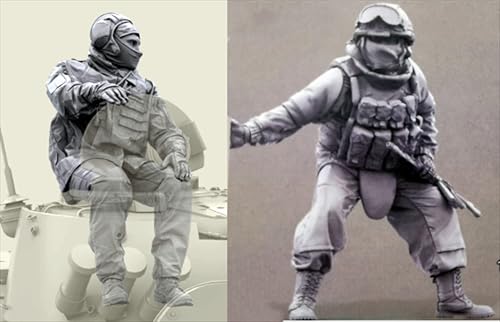 UDNDASBE 1/35 European Commando Soldier Resin Soldier Model Kit Unbemalt und unmontiert Figur Resin Model Kit (2-Personen) //r8F7Z77 von UDNDASBE