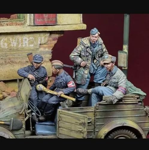 UDNDASBE 1/35 WWII Deutscher Soldat Resin Modell bausatz Unbemalt und unmontiert Soldat Resin Modell bausatz (4 Männer, kein Fahrzeug) //I9x5J2 von UDNDASBE