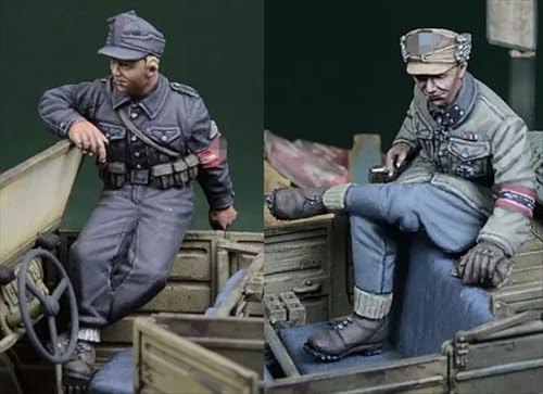 UDNDASBE 1/35 WWII German Soldier Resin Soldier Model Kit Unbemalt und unmontiert Figur Resin Model Kit (2-Personen)//r8F6Z1 von UDNDASBE